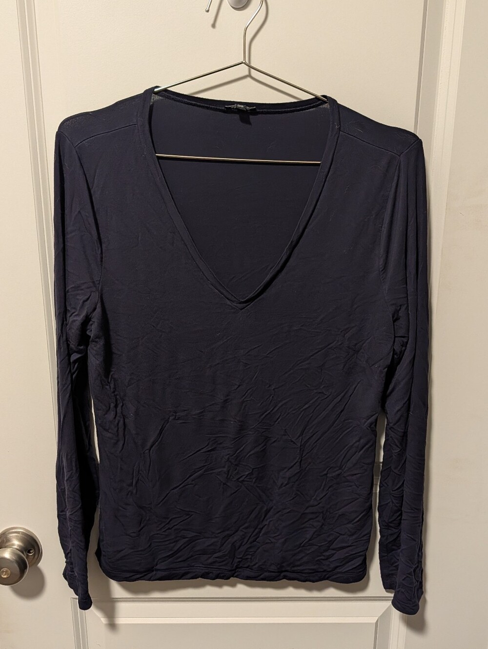Express Supersoft Fitted Double Layer V-Neck Long Sleeve Tee
